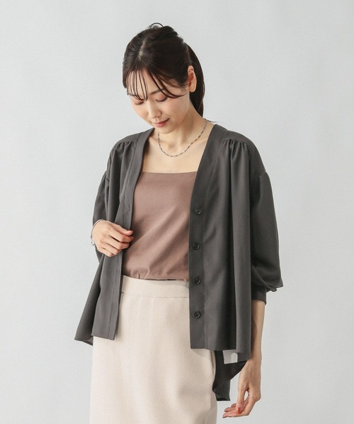 GLOBAL WORK（グローバルワーク）の「UVプロテクトシアーカーデ/575123（シャツ/ブラウス・レディース・スミクロ/グレイッシュベージュ/ライトブルー・MEDIUM/LARGE）」の13枚目の写真