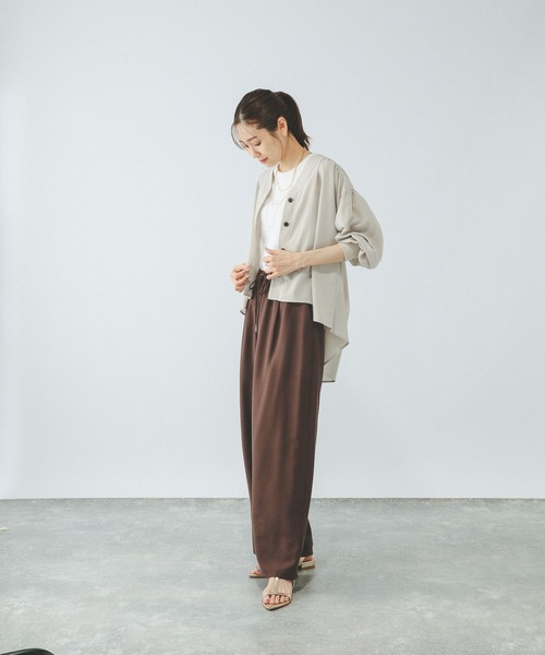 GLOBAL WORK（グローバルワーク）の「UVプロテクトシアーカーデ/575123（シャツ/ブラウス・レディース・スミクロ/グレイッシュベージュ/ライトブルー・MEDIUM/LARGE）」の4枚目の写真