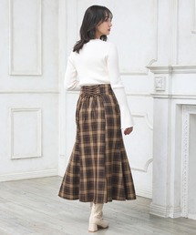 レースアップ」に該当するスカート（チェック柄）ファッション