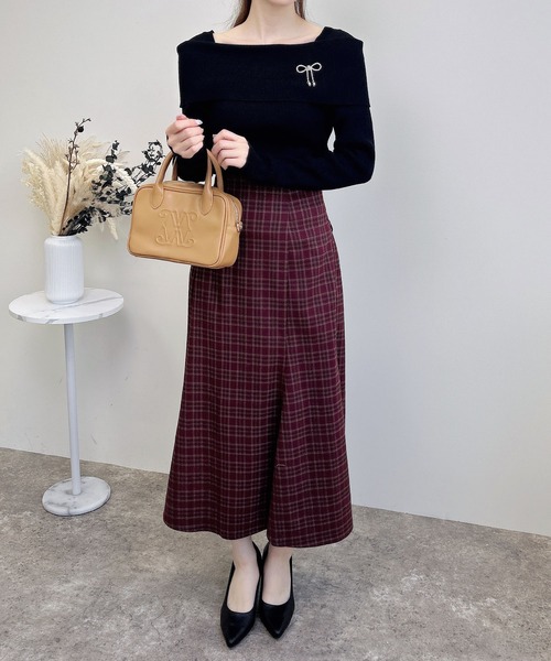 INGNI(イング)の「バックレースアップチェック柄マーメイドスカート(スカート・レディース・ブラック系/ブラウン系その他2/ワイン系8・FREE)」の5枚目の写真