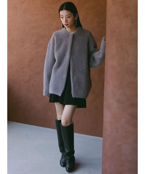 REVIVAL】【WEB限定カラーあり】ミニシャギーセッケツニットカーデ