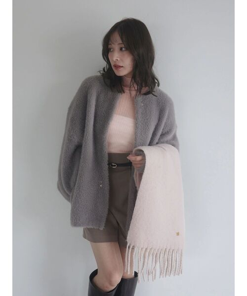 REVIVAL】【WEB限定カラーあり】ミニシャギーセッケツニットカーデ