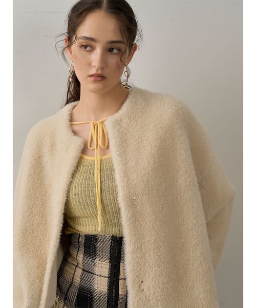 REVIVAL】【WEB限定カラーあり】ミニシャギーセッケツニットカーデ