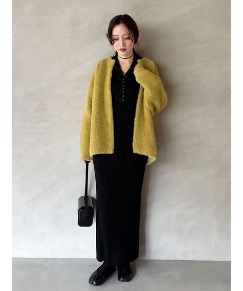 REVIVAL】【WEB限定カラーあり】ミニシャギーセッケツニットカーデ