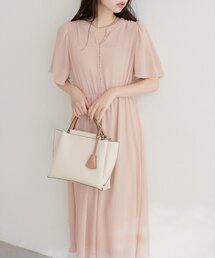 ◆ノーブランド◆ 新品・プリムローズピンク　プリーツワンピース　ロングワンピース ◇ノーブランド◇ 新品・プリムローズピンク プリーツワンピース