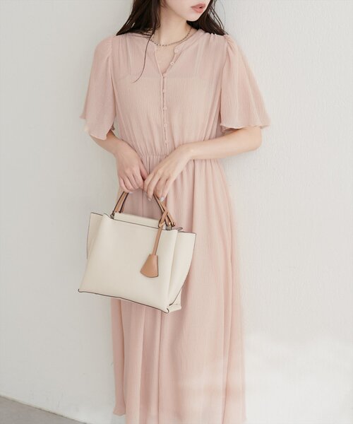 natural couture(ナチュラルクチュール)の「総プリーツフレア袖ワンピース(ワンピース・レディース・ラベンダー/その他1/ブラウン/ピンクベージュ/ブラック/ブルー・FREE)」の5枚目の写真