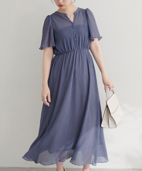 natural couture(ナチュラルクチュール)の「総プリーツフレア袖ワンピース(ワンピース・レディース・ラベンダー/その他1/ブラウン/ピンクベージュ/ブラック/ブルー・FREE)」の3枚目の写真