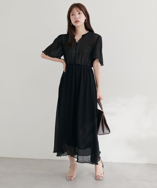 natural couture(ナチュラルクチュール)の「総プリーツフレア袖ワンピース(ワンピース・レディース・ラベンダー/その他1/ブラウン/ピンクベージュ/ブラック/ブルー・FREE)」の2枚目の写真