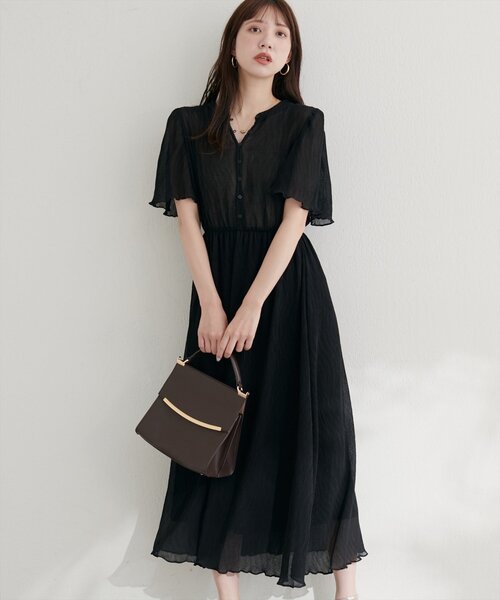 natural couture(ナチュラルクチュール)の「総プリーツフレア袖ワンピース(ワンピース・レディース・ラベンダー/その他1/ブラウン/ピンクベージュ/ブラック/ブルー・FREE)」の19枚目の写真