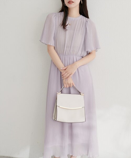 natural couture(ナチュラルクチュール)の「総プリーツフレア袖ワンピース(ワンピース・レディース・ラベンダー/その他1/ブラウン/ピンクベージュ/ブラック/ブルー・FREE)」の4枚目の写真