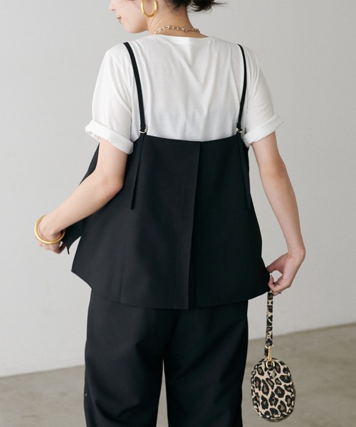 natural couture(ナチュラルクチュール)の「ZOZO限定 /【3点セット】インナー付きセットアップ(セットアップ・レディース・ベージュ/ブラック・FREE)」の10枚目の写真