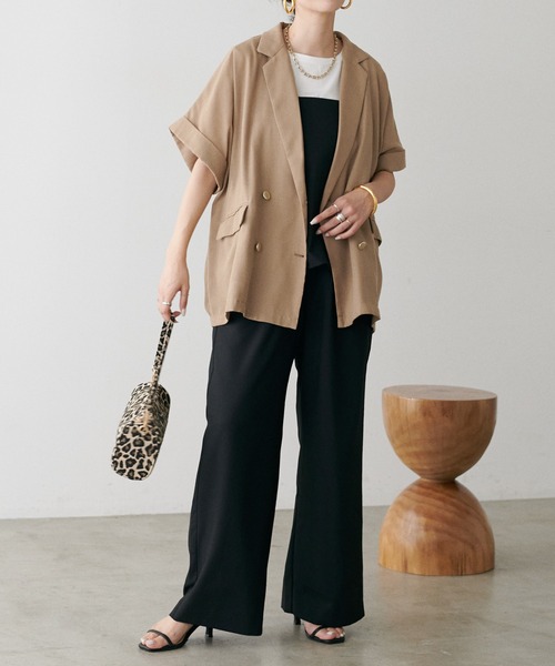 natural couture(ナチュラルクチュール)の「ZOZO限定 /【3点セット】インナー付きセットアップ(セットアップ・レディース・ベージュ/ブラック・FREE)」の13枚目の写真