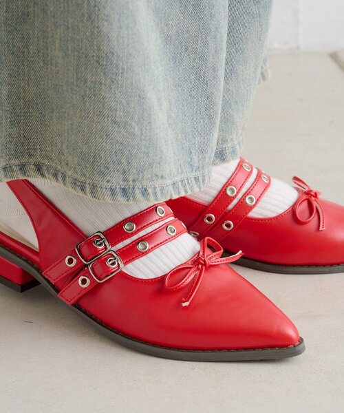 w closet(ダブルクローゼット)の「【25AW】リボンパンプス(ブーツ・レディース・レッド/ブラック/シルバー・MEDIUM/LARGE)」の9枚目の写真