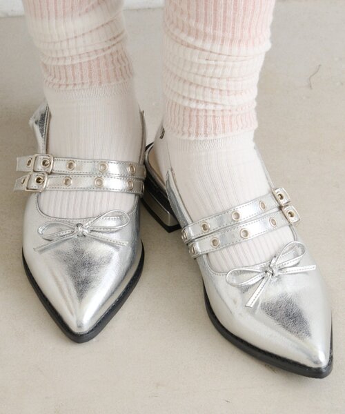 w closet(ダブルクローゼット)の「【25AW】リボンパンプス(ブーツ・レディース・レッド/ブラック/シルバー・MEDIUM/LARGE)」の12枚目の写真