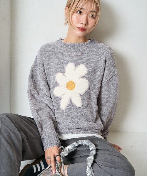 FREAK'S STORE(フリークスストア)の「限定展開 フラワー モール ニット プルオーバー(ニット/セーター・レディース・ベージュ/ネイビー/グレー・フリ-)」の10枚目の写真