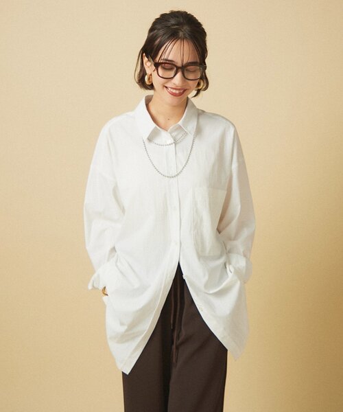 Remind me and forever（リマインドミーアンドフォーエバー）の「【WEB限定】【@kana__18sセレクト】オーバーサイズロングシャツ（シャツ/ブラウス・レディース・ベージュ系その他/チャコールグレー/オフホワイト・FREE）」の3枚目の写真