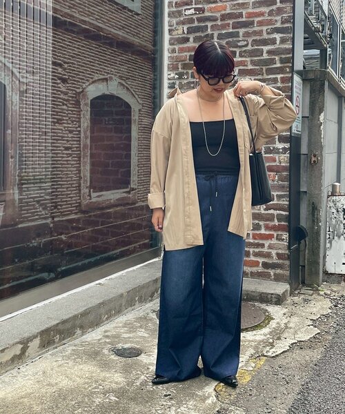 Remind me and forever（リマインドミーアンドフォーエバー）の「【WEB限定】【@kana__18sセレクト】オーバーサイズロングシャツ（シャツ/ブラウス・レディース・ベージュ系その他/チャコールグレー/オフホワイト・FREE）」の7枚目の写真