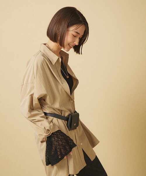 Remind me and forever（リマインドミーアンドフォーエバー）の「【WEB限定】【@kana__18sセレクト】オーバーサイズロングシャツ（シャツ/ブラウス・レディース・ベージュ系その他/チャコールグレー/オフホワイト・FREE）」の13枚目の写真