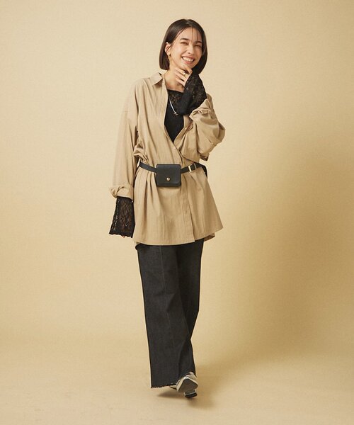 Remind me and forever（リマインドミーアンドフォーエバー）の「【WEB限定】【@kana__18sセレクト】オーバーサイズロングシャツ（シャツ/ブラウス・レディース・ベージュ系その他/チャコールグレー/オフホワイト・FREE）」の15枚目の写真