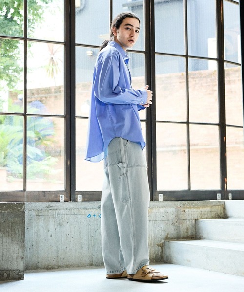 niko and...（ニコアンド）の「イージーケア無地ロングスリーブシャツ（シャツ/ブラウス・メンズ・オフホワイト/サックスブルー・MEDIUM/LARGE/BIG(L)）」の3枚目の写真