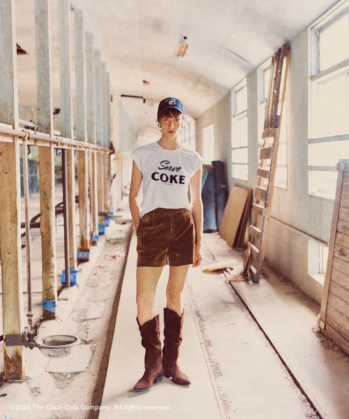 Coca Cola(コカコーラ)の「【Coca-Cola】VIS別注ロゴプリントフレンチTシャツ(Tシャツ/カットソー・レディース・チャコールグレー/ピンク/ホワイト・FREE)」の6枚目の写真