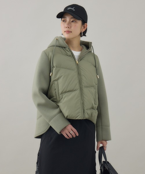 ボンディング切替ダウンブルゾン　　　イシカワラボ イシカワラボ 新品 フード付きブラックボンディング切替ダウン