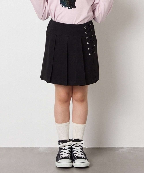 a.v.v（アーヴェヴェ）の「【大人気！追加生産/選べる素材】[110-160]レースアッププリーツスカパン（その他パンツ・キッズ・ピンク系その他/ブラック/インディゴブルー/ダークグレー/アイボリー・110/120/130/140/150/160）」の9枚目の写真