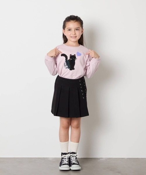 a.v.v（アーヴェヴェ）の「【大人気！追加生産/選べる素材】[110-160]レースアッププリーツスカパン（その他パンツ・キッズ・ピンク系その他/ブラック/インディゴブルー/ダークグレー/アイボリー・110/120/130/140/150/160）」の12枚目の写真