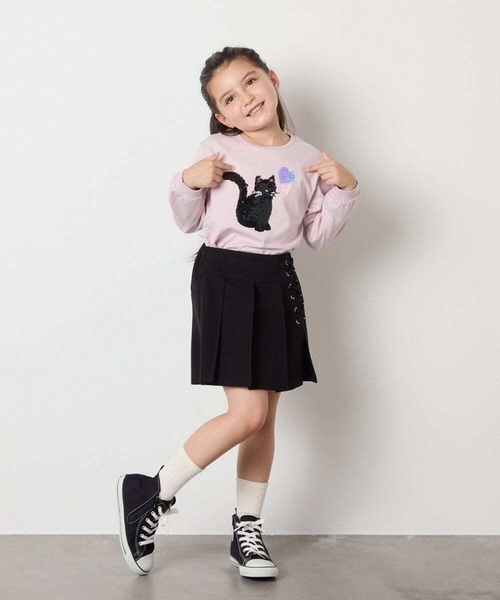 a.v.v（アーヴェヴェ）の「【大人気！追加生産/選べる素材】[110-160]レースアッププリーツスカパン（その他パンツ・キッズ・ピンク系その他/ブラック/インディゴブルー/ダークグレー/アイボリー・110/120/130/140/150/160）」の13枚目の写真