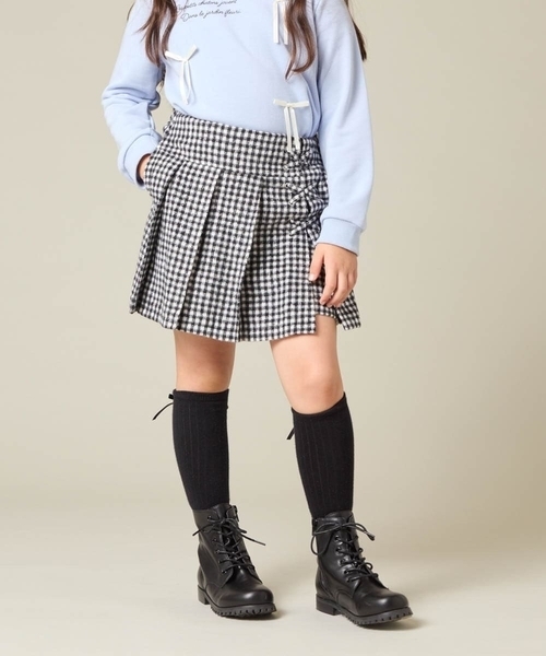 a.v.v（アーヴェヴェ）の「【大人気！追加生産/選べる素材】[110-160]レースアッププリーツスカパン（その他パンツ・キッズ・ピンク系その他/ブラック/インディゴブルー/ダークグレー/アイボリー・110/120/130/140/150/160）」の17枚目の写真