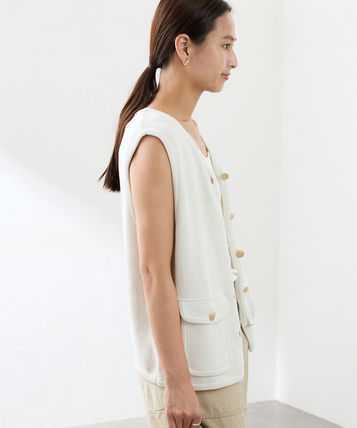 FRAMeWORK（フレームワーク）の「メタルボタンベスト（ベスト・レディース・ホワイト/ネイビー・FREE）」の8枚目の写真