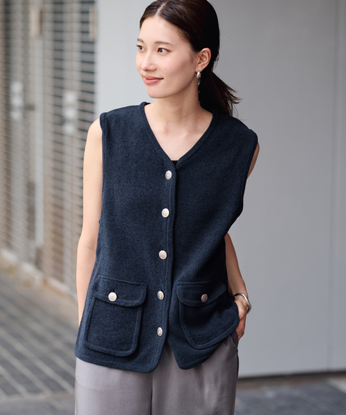 FRAMeWORK（フレームワーク）の「メタルボタンベスト（ベスト・レディース・ホワイト/ネイビー・FREE）」の14枚目の写真