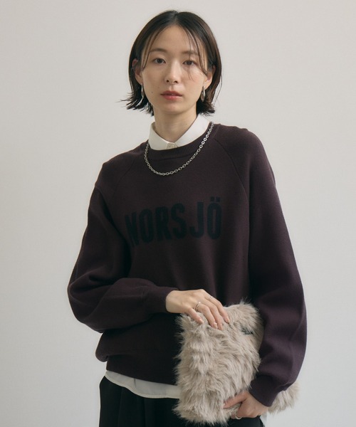 Paradise Picnic（パラダイスピクニック）の「cloche ジャガードロゴニット（ニット/セーター・レディース・グレイッシュベージュ/チャコールグレー/ブラウン・FREE）」の2枚目の写真