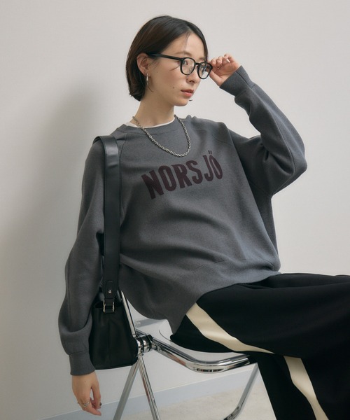 Paradise Picnic（パラダイスピクニック）の「cloche ジャガードロゴニット（ニット/セーター・レディース・グレイッシュベージュ/チャコールグレー/ブラウン・FREE）」の7枚目の写真