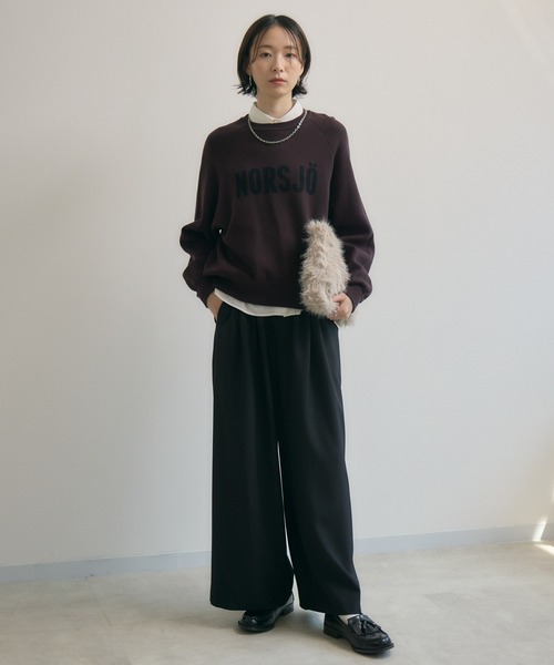 Paradise Picnic（パラダイスピクニック）の「cloche ジャガードロゴニット（ニット/セーター・レディース・グレイッシュベージュ/チャコールグレー/ブラウン・FREE）」の11枚目の写真