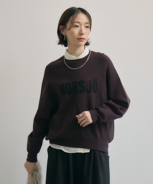 Paradise Picnic（パラダイスピクニック）の「cloche ジャガードロゴニット（ニット/セーター・レディース・グレイッシュベージュ/チャコールグレー/ブラウン・FREE）」の14枚目の写真