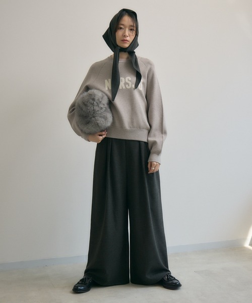 Paradise Picnic（パラダイスピクニック）の「cloche ジャガードロゴニット（ニット/セーター・レディース・グレイッシュベージュ/チャコールグレー/ブラウン・FREE）」の17枚目の写真