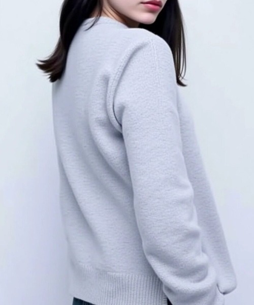cammie(キャミー)の「ディープVネックニット(ニット/セーター・レディース・ネイビー/サックスブルー/ライトイエロー・F)」の11枚目の写真