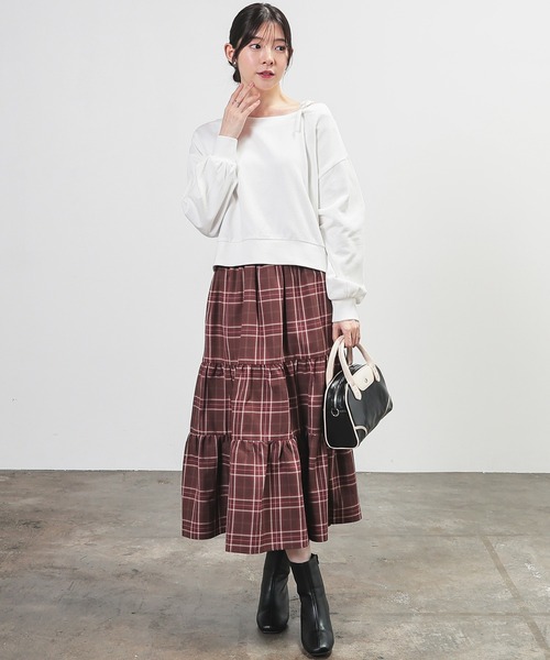 Honeys（ハニーズ）の「ワンショルゆるトップス（スウェット・レディース・杢グレー/ブラック/アイボリー/ブラウン・S/M/L）」の5枚目の写真