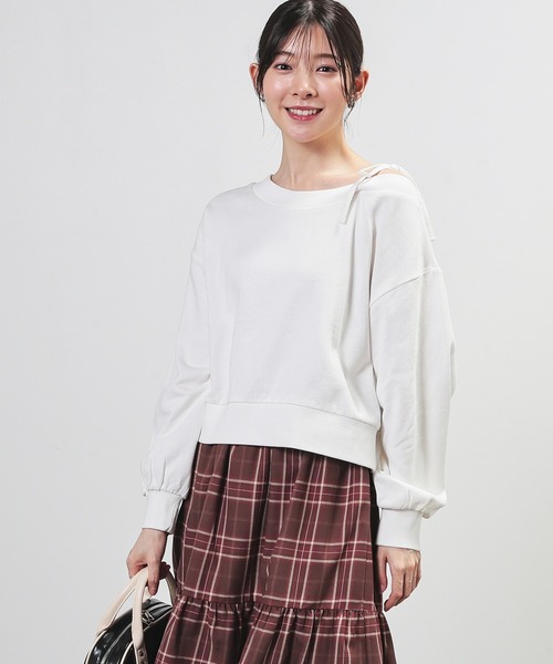 Honeys（ハニーズ）の「ワンショルゆるトップス（スウェット・レディース・杢グレー/ブラック/アイボリー/ブラウン・S/M/L）」の6枚目の写真