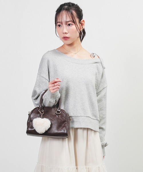 Honeys（ハニーズ）の「ワンショルゆるトップス（スウェット・レディース・杢グレー/ブラック/アイボリー/ブラウン・S/M/L）」の10枚目の写真