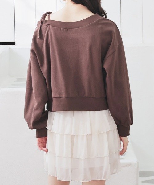 Honeys（ハニーズ）の「ワンショルゆるトップス（スウェット・レディース・杢グレー/ブラック/アイボリー/ブラウン・S/M/L）」の15枚目の写真