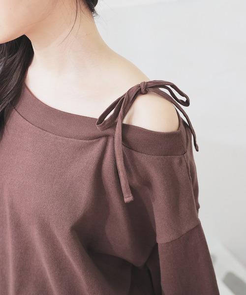 Honeys（ハニーズ）の「ワンショルゆるトップス（スウェット・レディース・杢グレー/ブラック/アイボリー/ブラウン・S/M/L）」の16枚目の写真