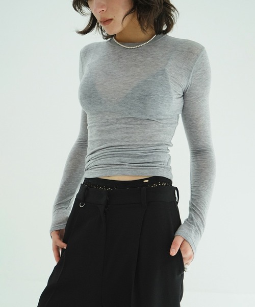 CLANE（クラネ）の「COMFORTABLE CREW NECK TOPS（Tシャツ/カットソー・レディース・ブラック/ホワイト/グレー・1/2）」の3枚目の写真