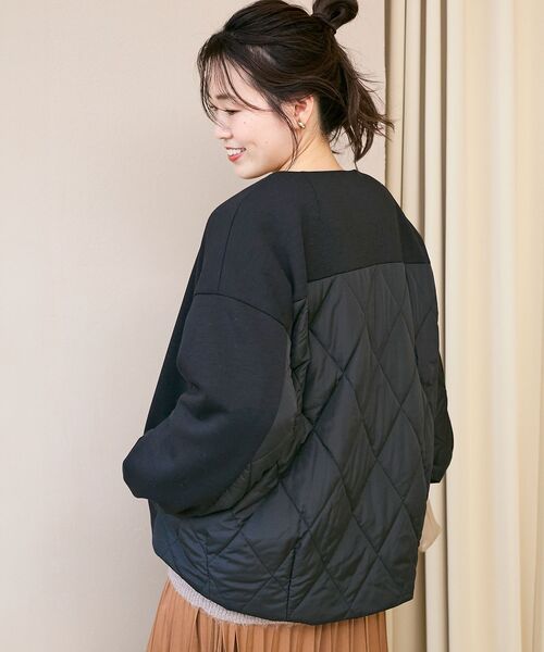 le.coeur blanc（ルクールブラン）の「ダンボール×キルトノーカラーコクーンブルゾン（ブルゾン・レディース・ブラック/グレイッシュベージュ・38）」の21枚目の写真