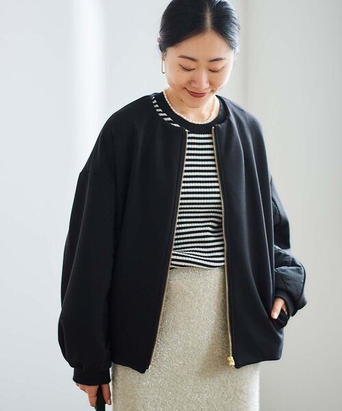 le.coeur blanc（ルクールブラン）の「ダンボール×キルトノーカラーコクーンブルゾン（ブルゾン・レディース・ブラック/グレイッシュベージュ・38）」の16枚目の写真