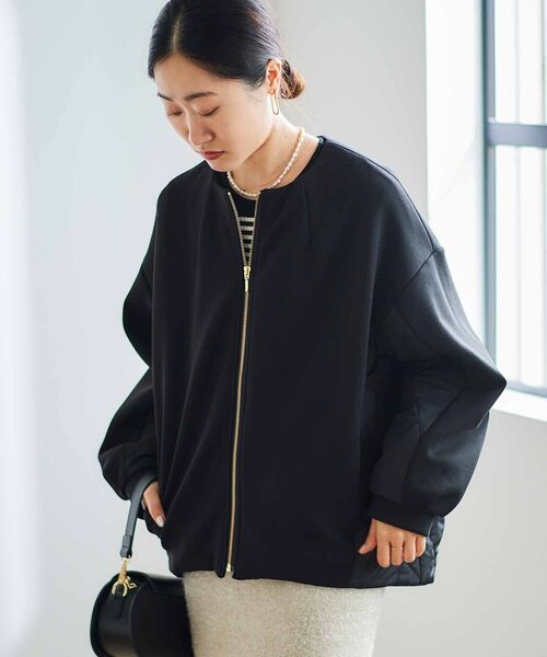 le.coeur blanc（ルクールブラン）の「ダンボール×キルトノーカラーコクーンブルゾン（ブルゾン・レディース・ブラック/グレイッシュベージュ・38）」の13枚目の写真