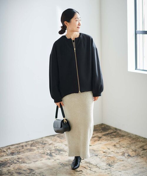 le.coeur blanc（ルクールブラン）の「ダンボール×キルトノーカラーコクーンブルゾン（ブルゾン・レディース・ブラック/グレイッシュベージュ・38）」の12枚目の写真