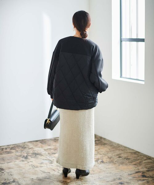 le.coeur blanc（ルクールブラン）の「ダンボール×キルトノーカラーコクーンブルゾン（ブルゾン・レディース・ブラック/グレイッシュベージュ・38）」の10枚目の写真
