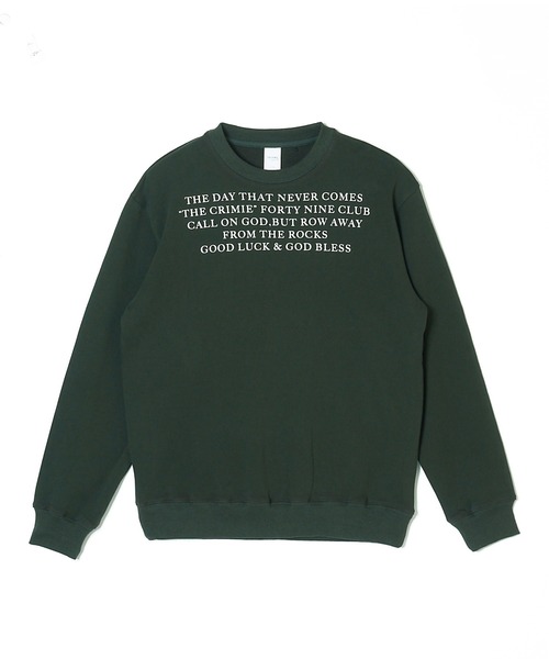 CRIMIE（クライミー）の「TYPO GRAPHIC CREW NECK SWEAT（スウェット・メンズ・ブラック/ダークグリーン/ネイビー・M/L/XL/XXL）」の3枚目の写真